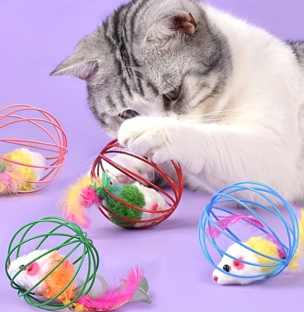 Juguete para gatos: bola con ratón